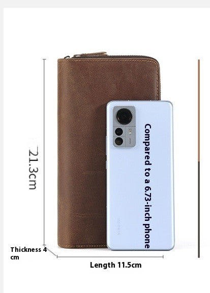 New Long Genuine Leather Wallet Men's