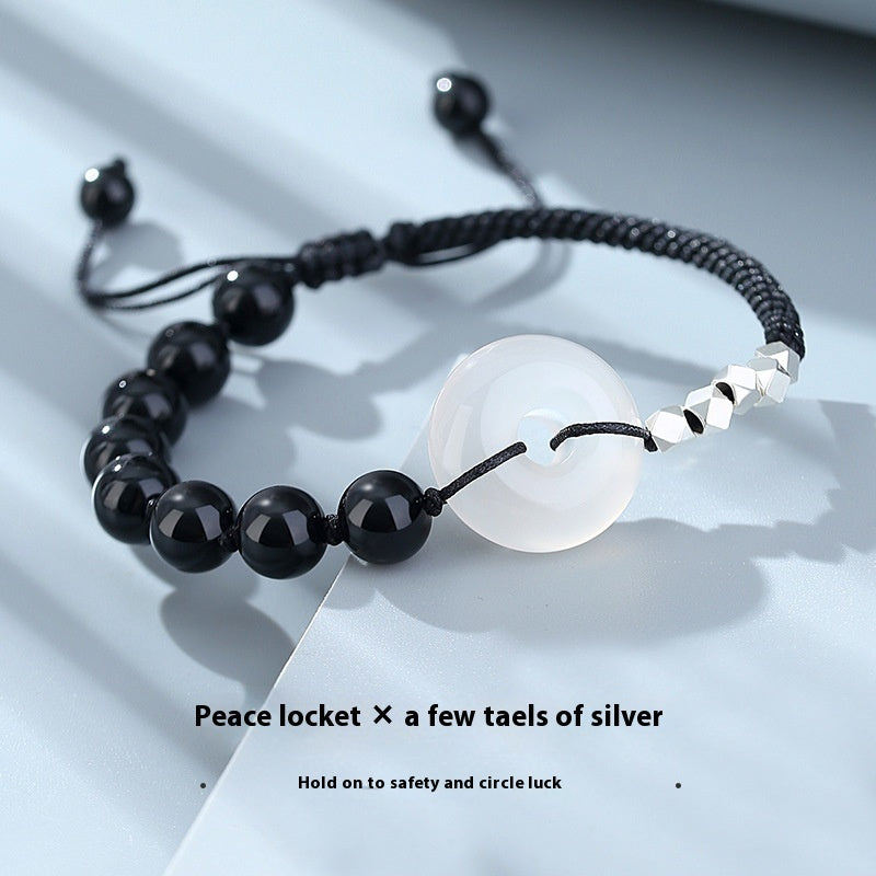 Hand-woven Hetian Jade Silver Bracelet