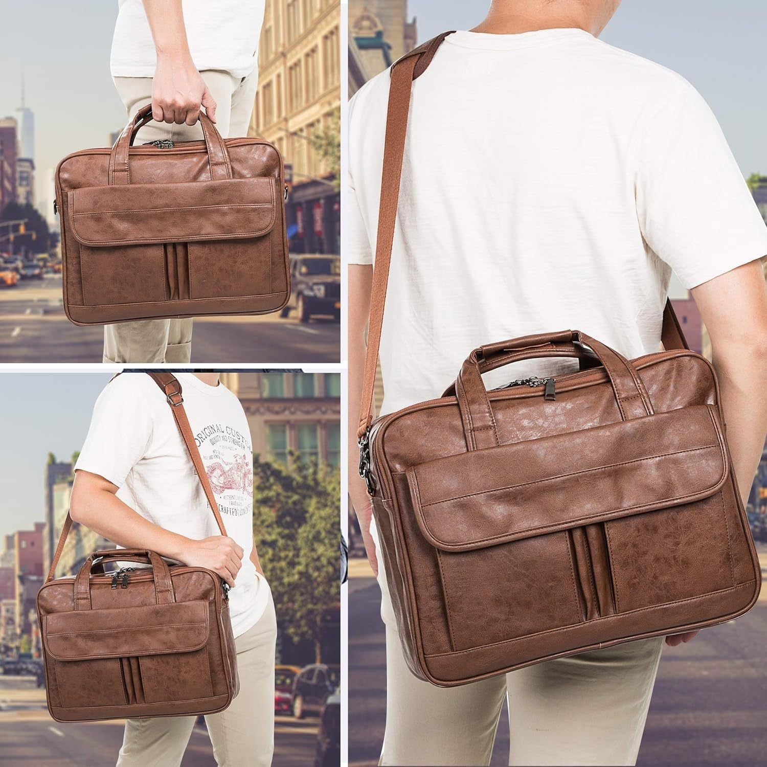 Men's Leather Messenger Bag Notebook - MONTIRES