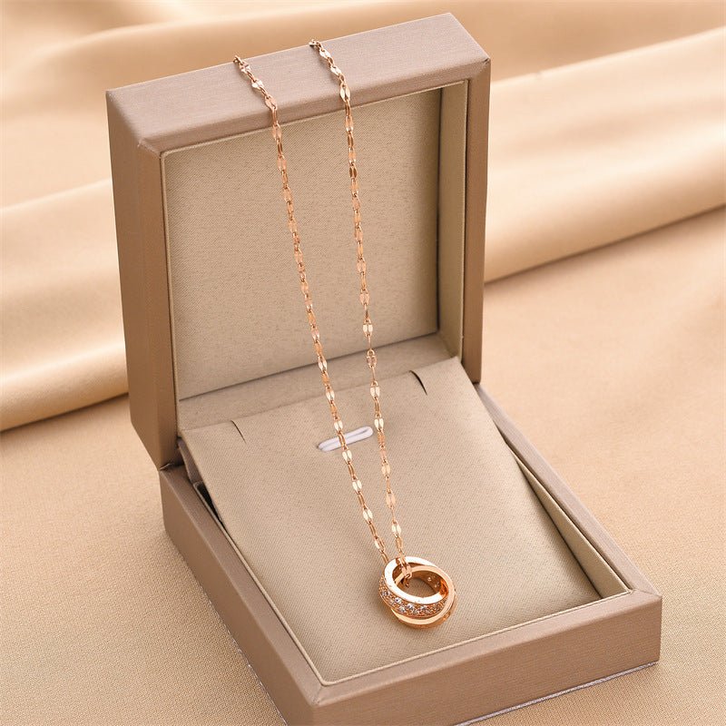 Double Ring Titanium Steel Necklace For Women - MONTIRES