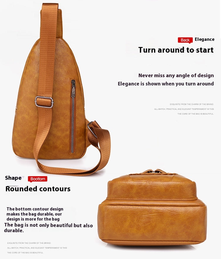 Simple Chest PU Soft Leather Textured Shoulder Bag