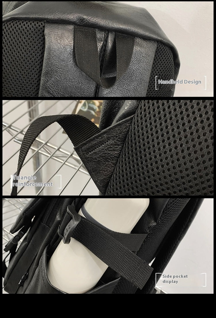 Waterproof PU Soft Leather Men's Business Backpack