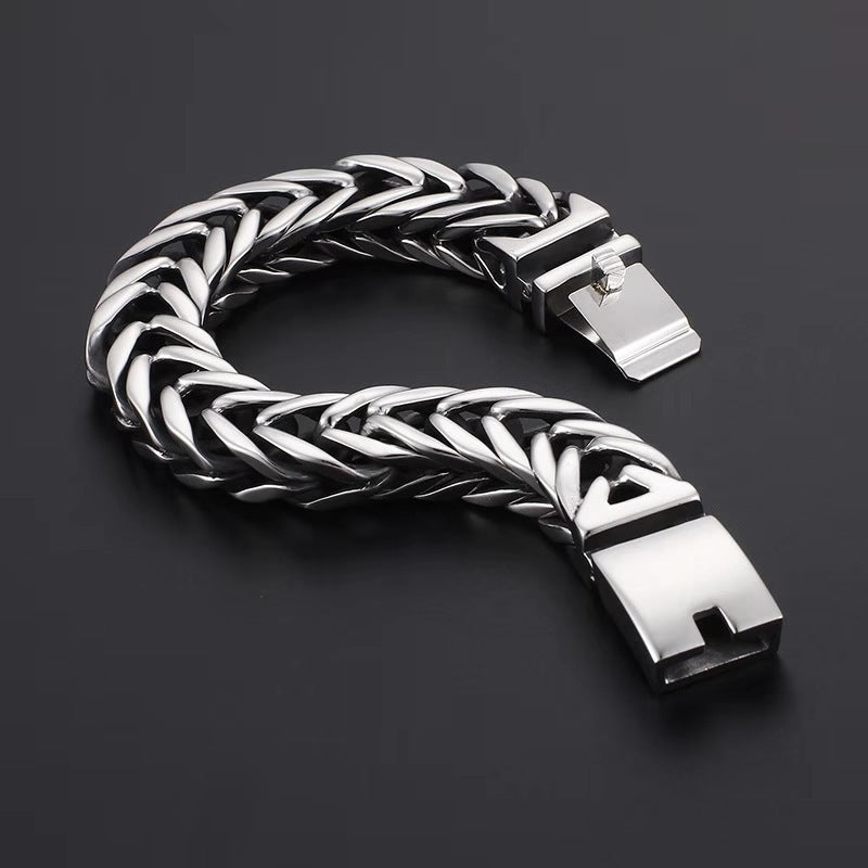 Men's Stainless Steel Bracelet – Heavy Cuban Link Chain, Polished Silver