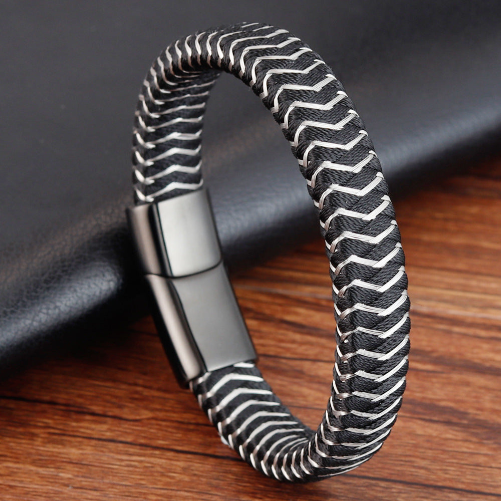 Men's Charm Titanium Steel Wire Bracelet Magnet Socket Bracelet