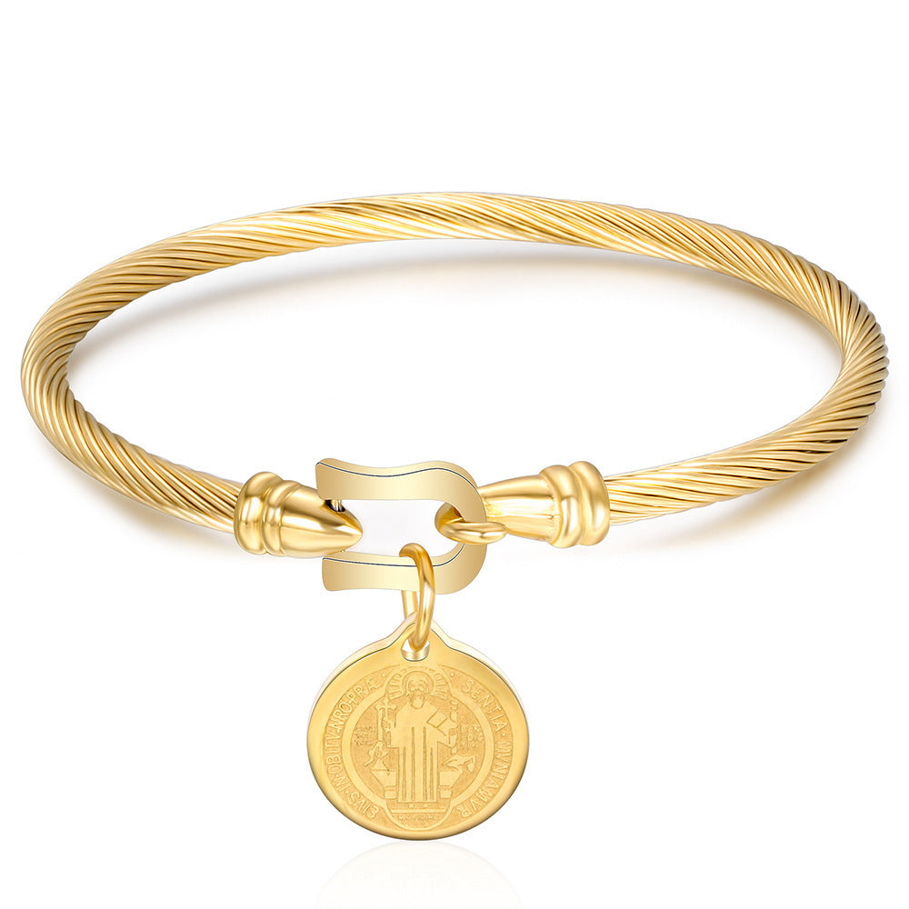 Stainless Steel Benedictine Pendant Bracelet