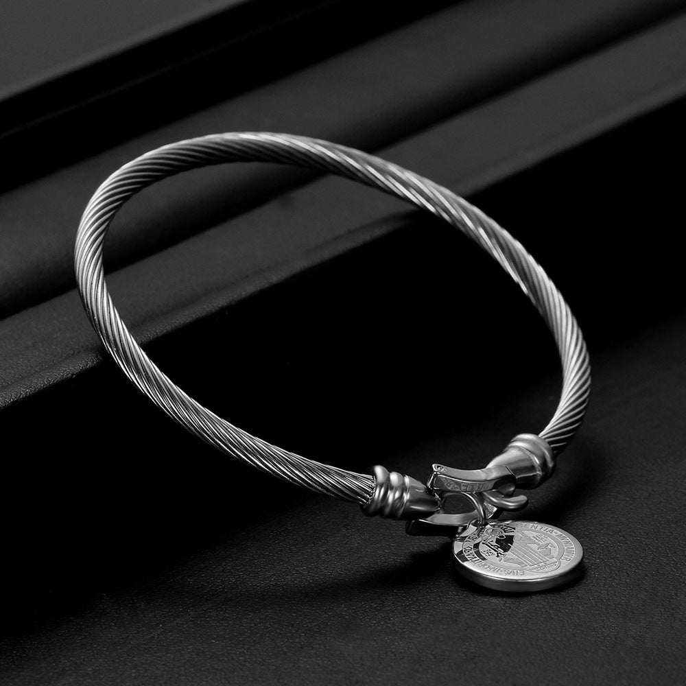 Stainless Steel Benedictine Pendant Bracelet