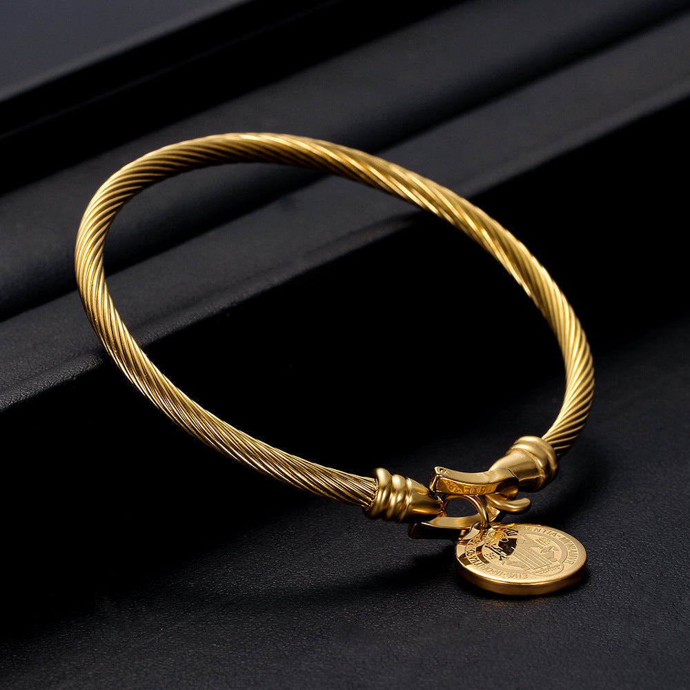 Stainless Steel Benedictine Pendant Bracelet