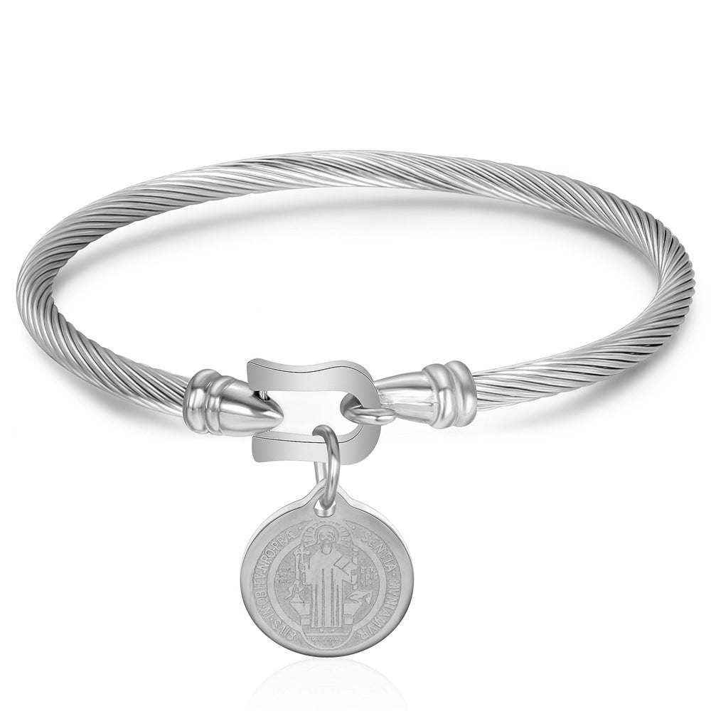 Stainless Steel Benedictine Pendant Bracelet
