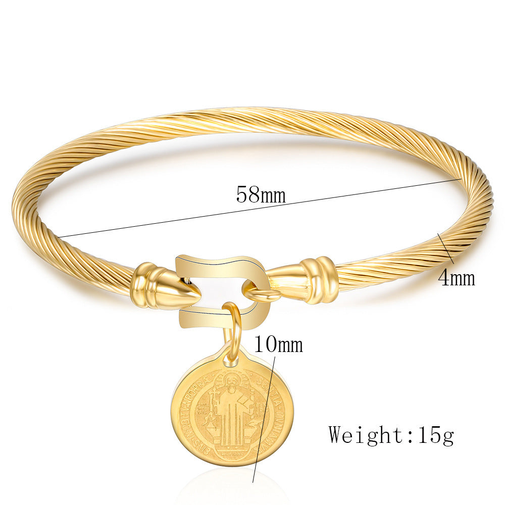 Stainless Steel Benedictine Pendant Bracelet