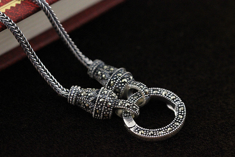 Long Baolong Jewelry S925 Silver Personality Wild European And American Retro Fashion Universal Sweater Chain Female New Pendant With Chain