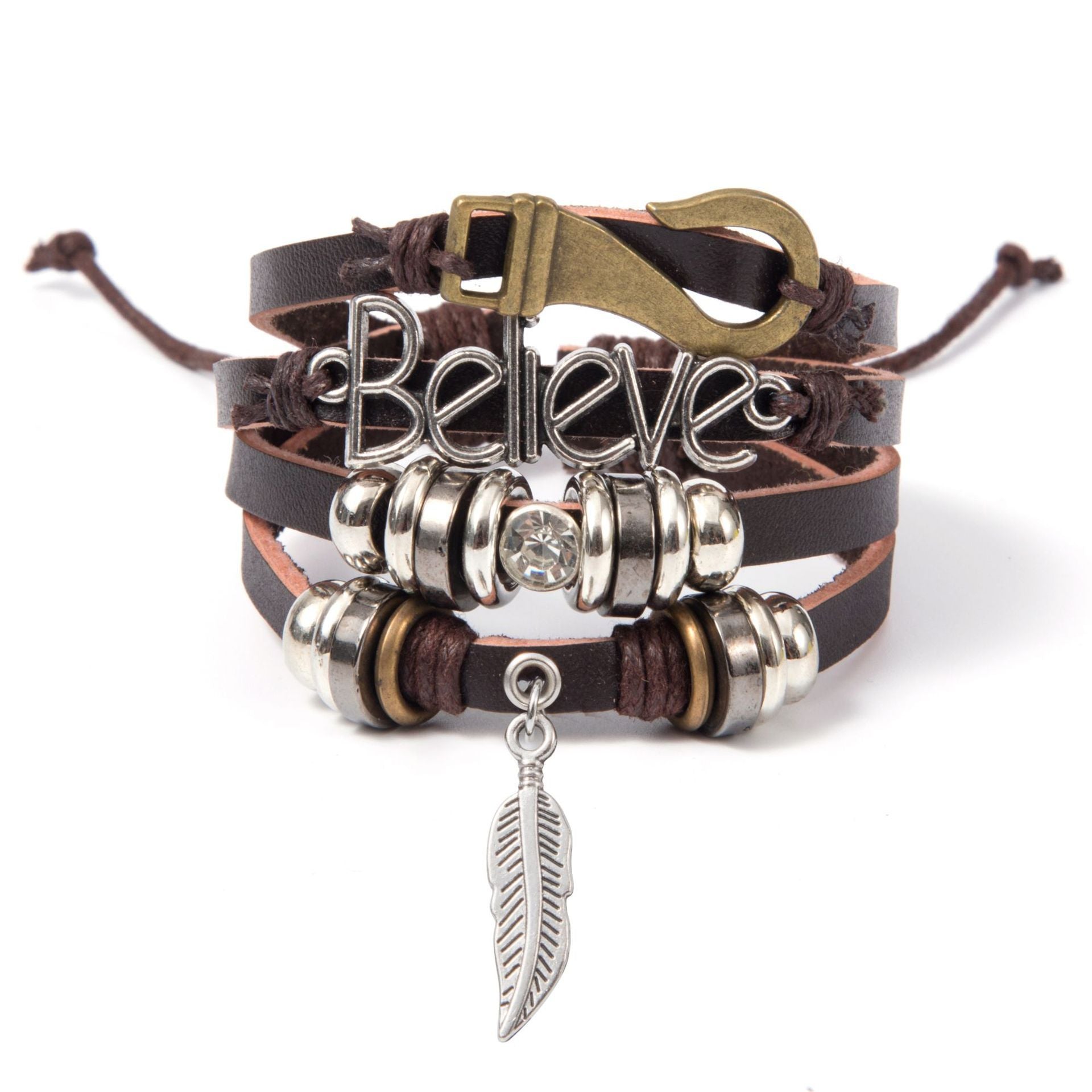 Turquoise Men's Woven Leather Wooden Bead Bracelet