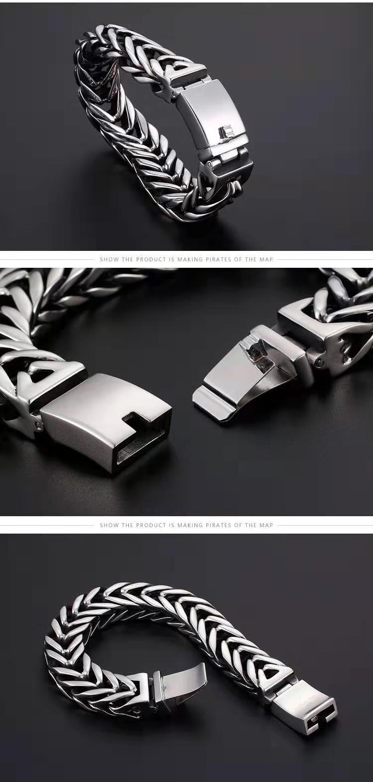 Men's Stainless Steel Bracelet – Heavy Cuban Link Chain, Polished Silver