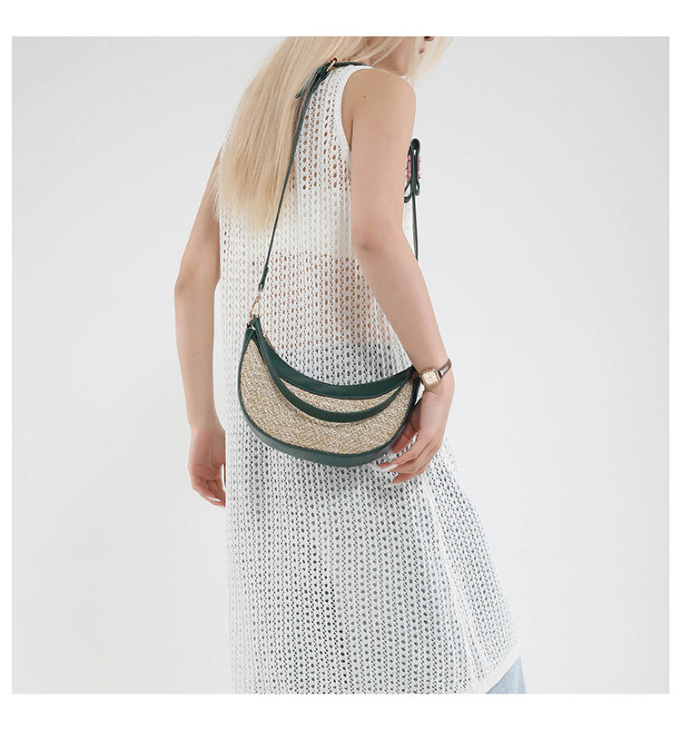 High-grade Straw Special-interest Design Shoulder Crossbody Dumpling Bag