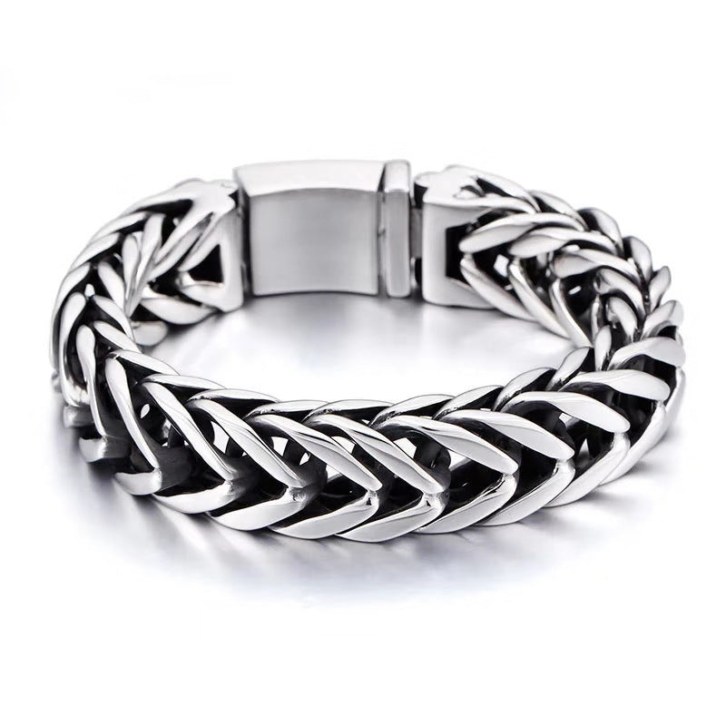 Men's Stainless Steel Bracelet – Heavy Cuban Link Chain, Polished Silver
