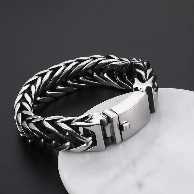 Men's Stainless Steel Bracelet – Heavy Cuban Link Chain, Polished Silver