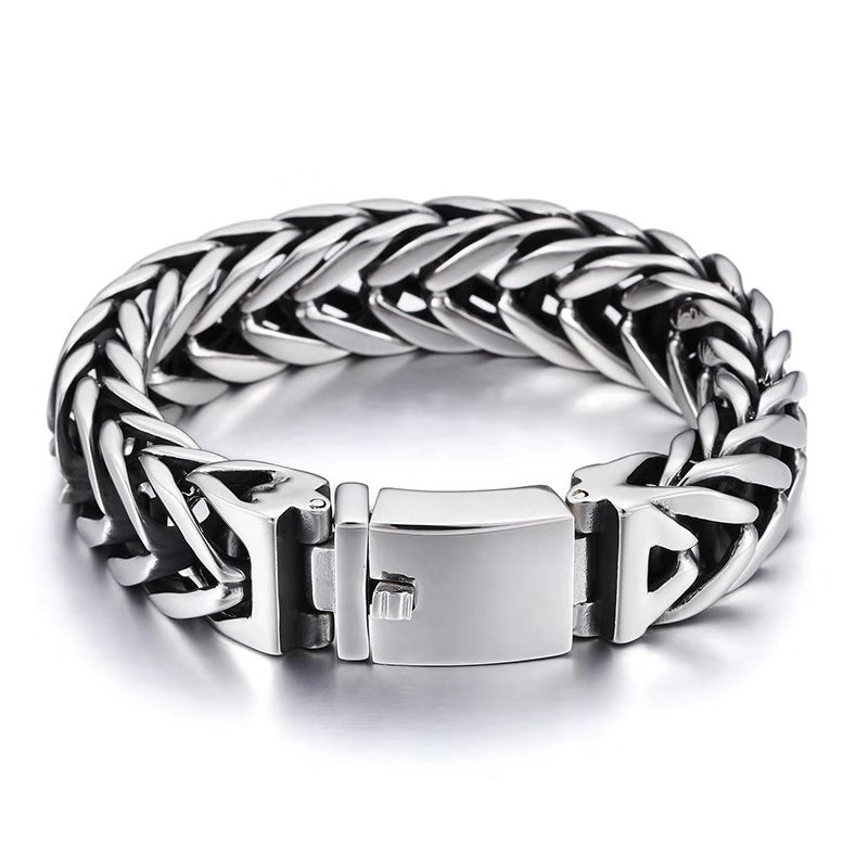 Men's Stainless Steel Bracelet – Heavy Cuban Link Chain, Polished Silver