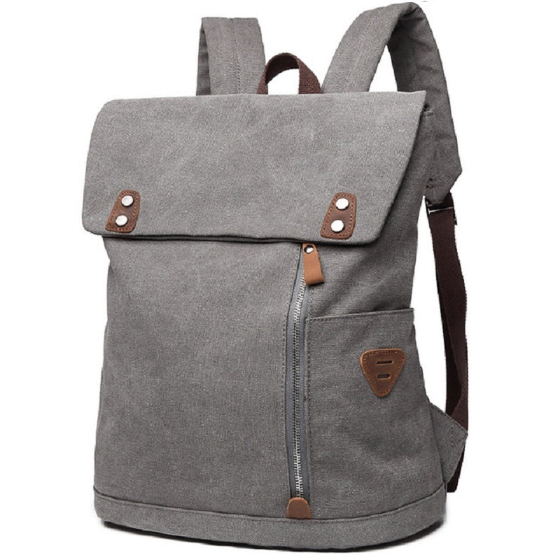 Vintage Canvas Backpack with Leather Details