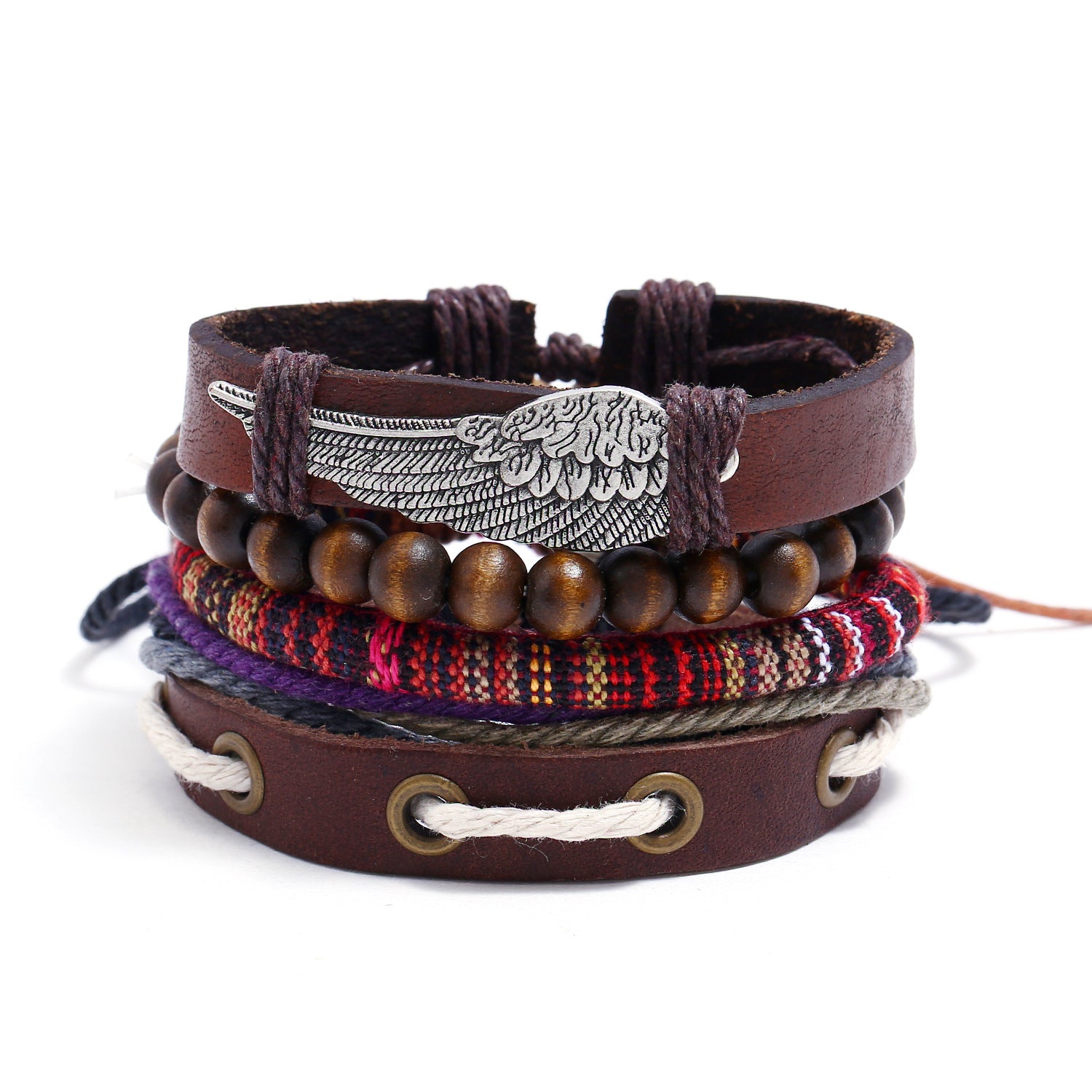 Leather Bracelet Retro Bracelet Beaded Woven Multi-layer