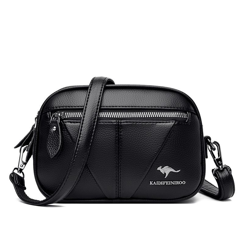Cowhide Soft Leather Fashion All-match Shoulder Crossbody Small Round Bag