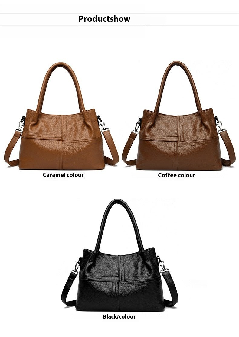 Women's Soft Leather Commuter Tote Bag Simple Shoulder Messenger Bag - MONTIRES