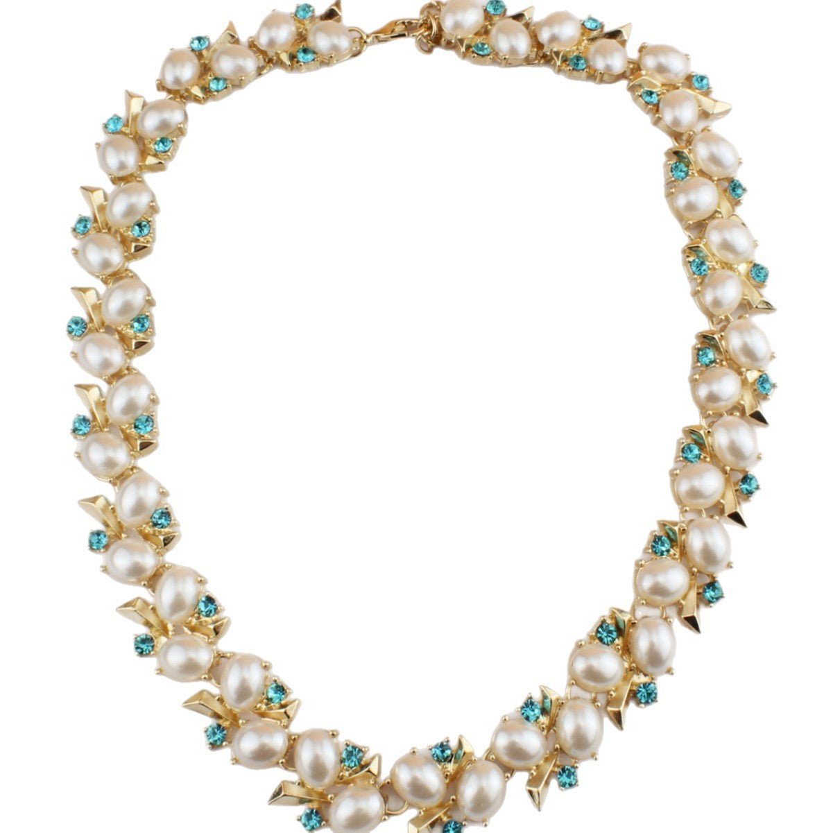 Turquoise Pearl Necklace And Earrings Suite - MONTIRES