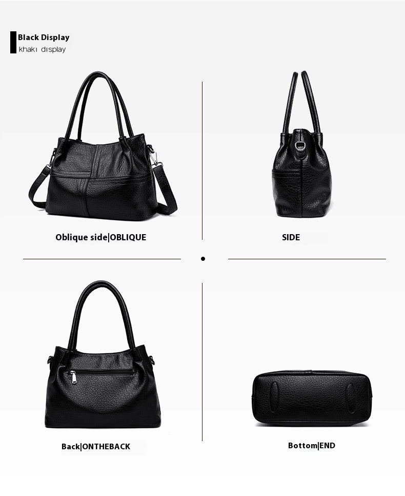 Women's Soft Leather Commuter Tote Bag Simple Shoulder Messenger Bag - MONTIRES