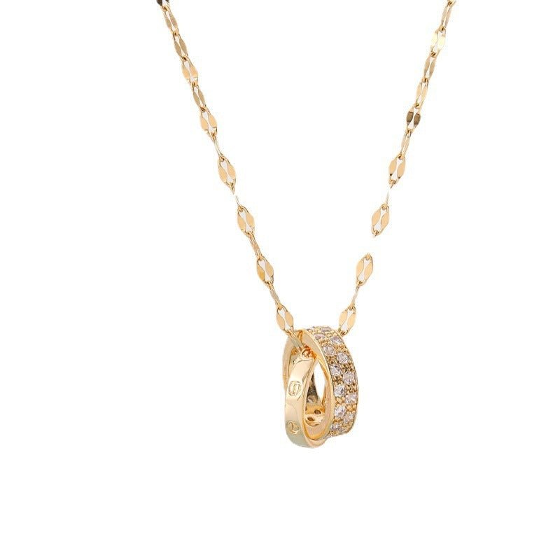 Double Ring Titanium Steel Necklace For Women - MONTIRES