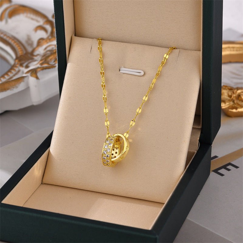 Double Ring Titanium Steel Necklace For Women - MONTIRES