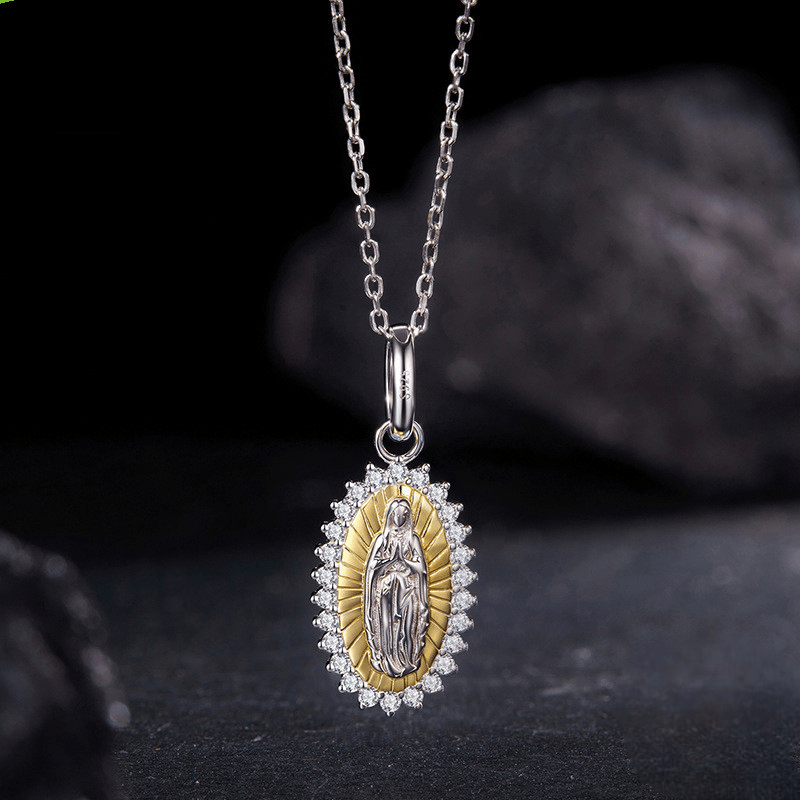 Original S925 Sterling Silver Virgin Mary Pendant Ornaments Accessories Cross - border Fashion Mother Love Diy Beaded - MONTIRES