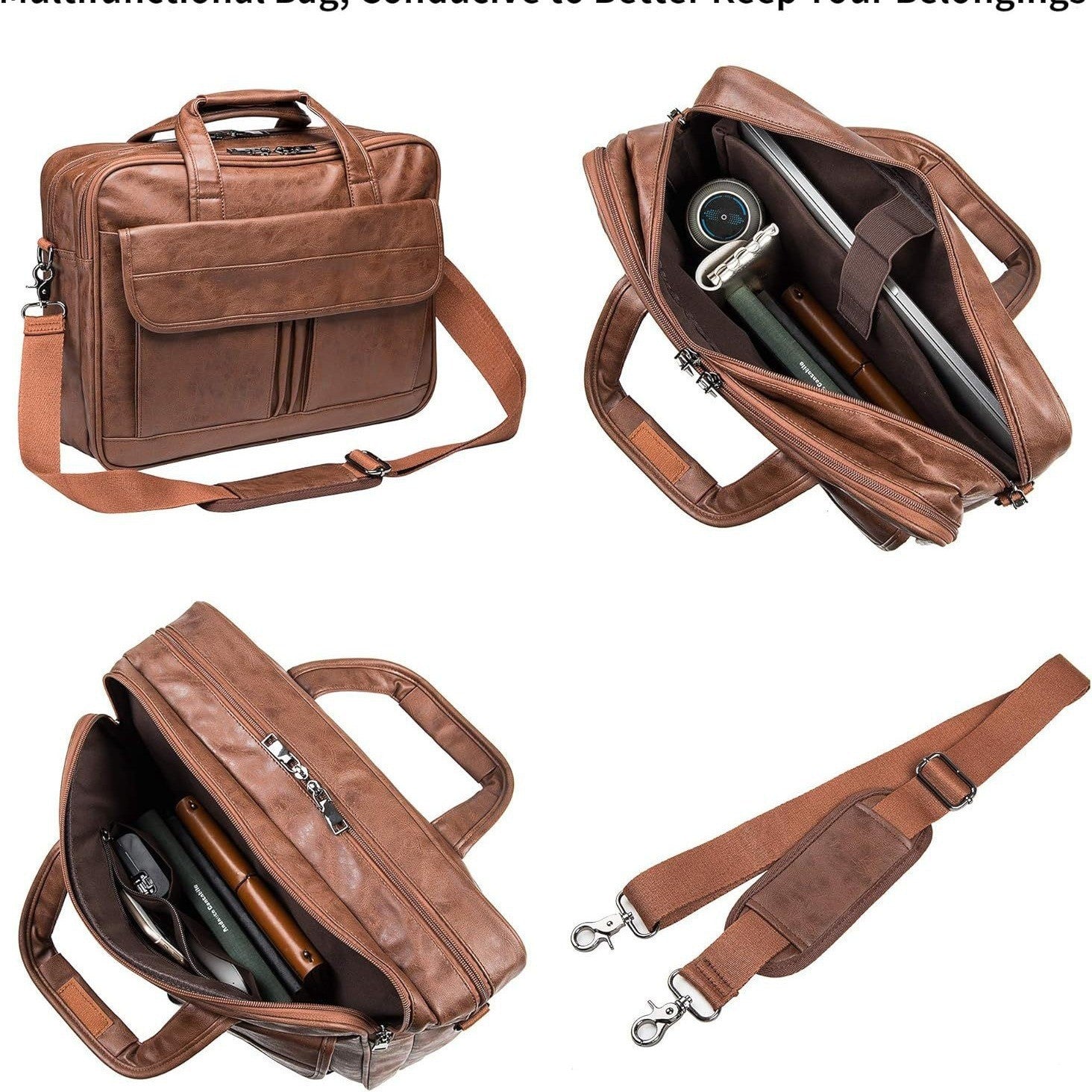 Men's Leather Messenger Bag Notebook - MONTIRES