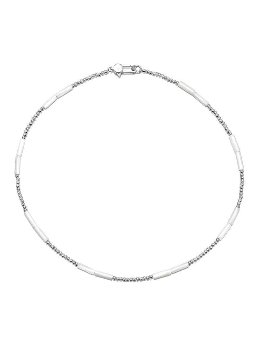 White Shell Hip - hop Trendy Steel Round Handmade Bead Collarbone Chain - MONTIRES