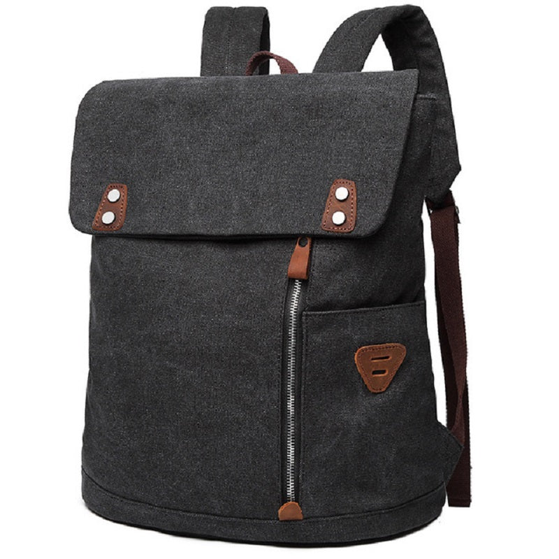 Vintage Canvas Backpack with Leather Details