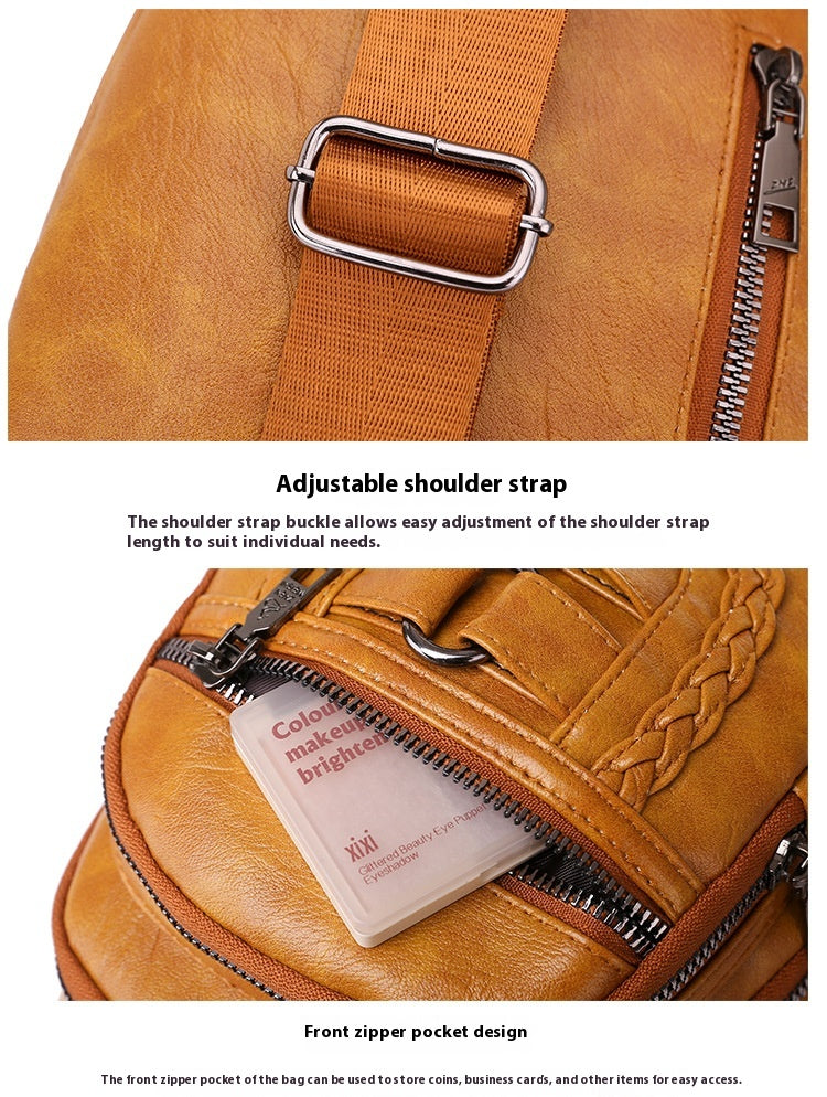 Simple Chest PU Soft Leather Textured Shoulder Bag