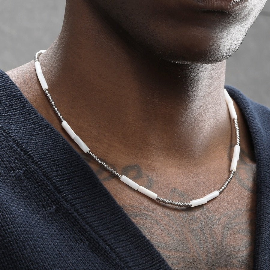 White Shell Hip - hop Trendy Steel Round Handmade Bead Collarbone Chain - MONTIRES