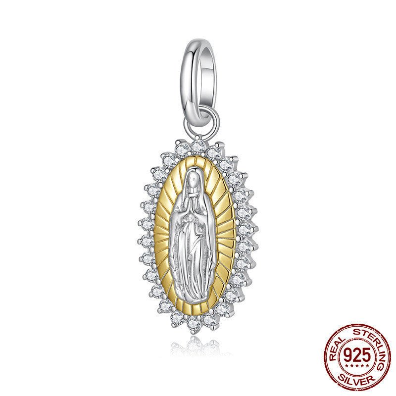 Original S925 Sterling Silver Virgin Mary Pendant Ornaments Accessories Cross - border Fashion Mother Love Diy Beaded - MONTIRES