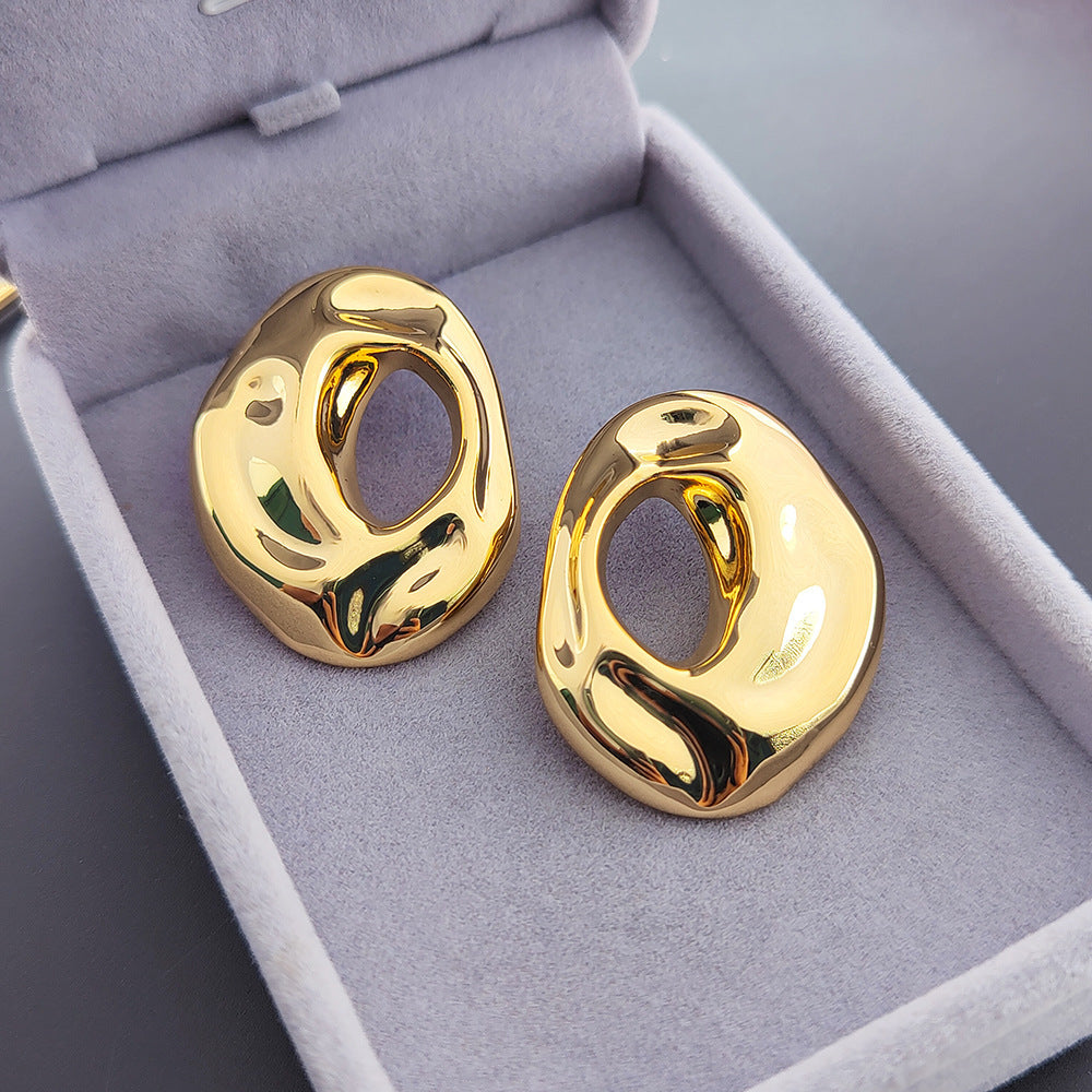 Retro Metal Irregular Ring Ear Studs