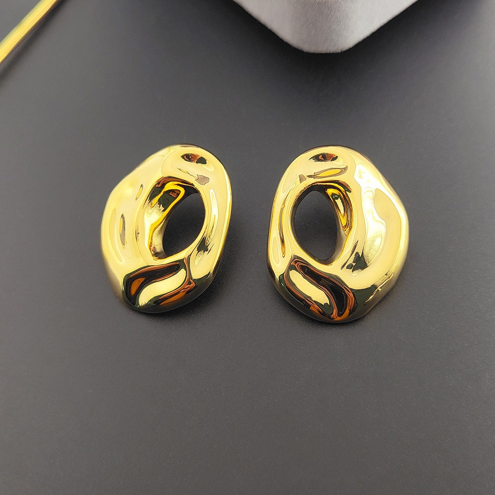 Retro Metal Irregular Ring Ear Studs