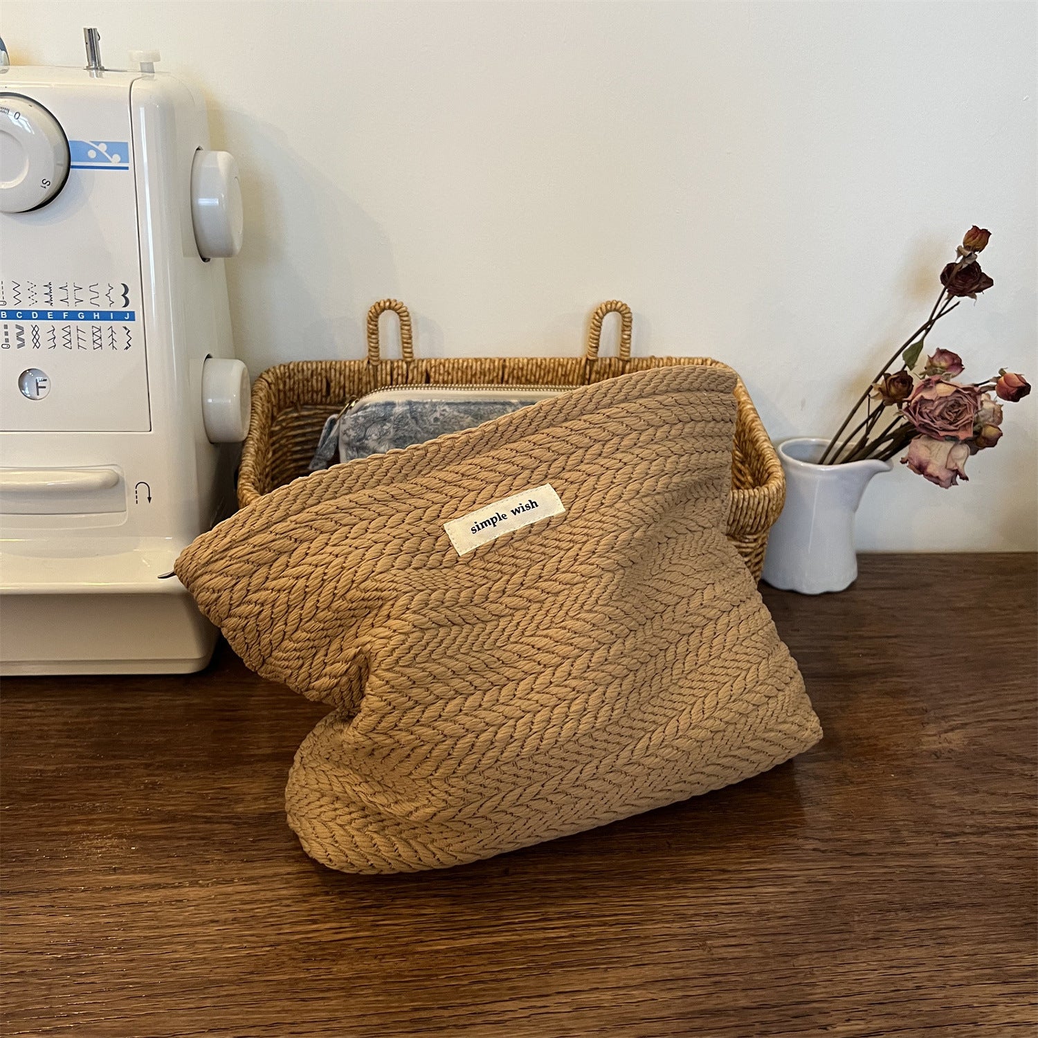 Ear Of Rice Woven Fabric Cosmetic Bag