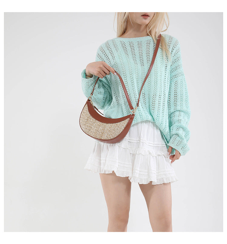 High-grade Straw Special-interest Design Shoulder Crossbody Dumpling Bag
