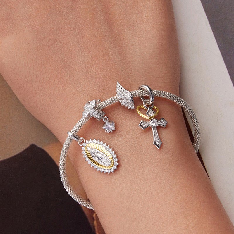 Original S925 Sterling Silver Virgin Mary Pendant Ornaments Accessories Cross - border Fashion Mother Love Diy Beaded - MONTIRES
