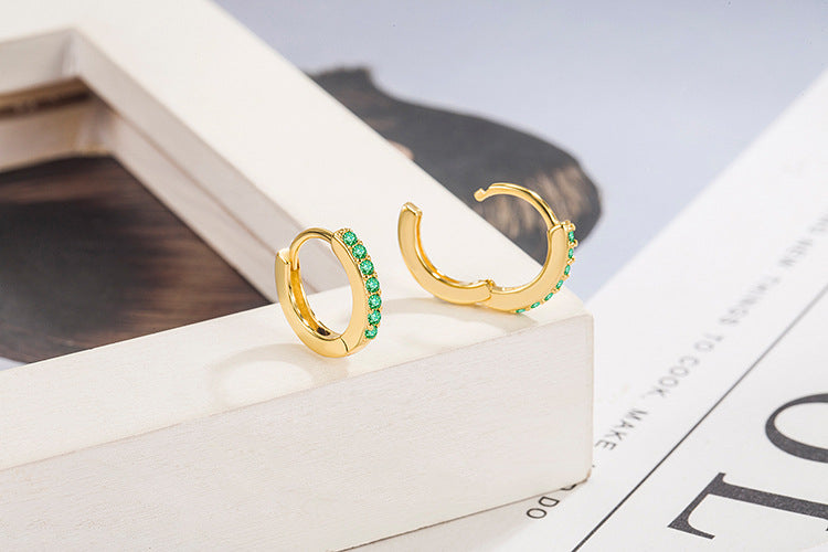 European And American Cold Circle Color Zircon Earrings