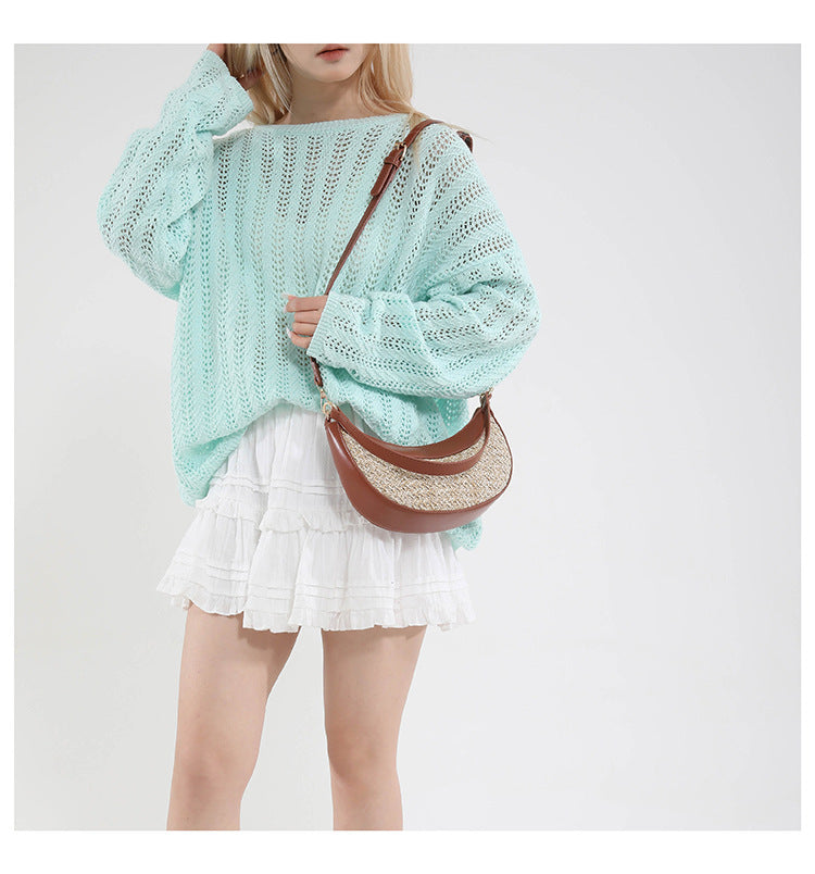 High-grade Straw Special-interest Design Shoulder Crossbody Dumpling Bag