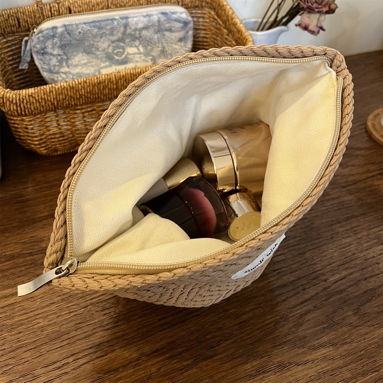 Ear Of Rice Woven Fabric Cosmetic Bag