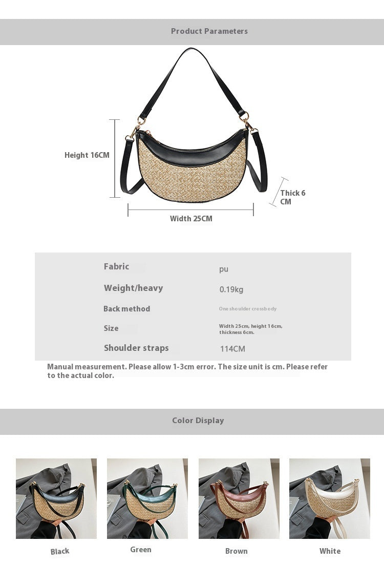 High-grade Straw Special-interest Design Shoulder Crossbody Dumpling Bag