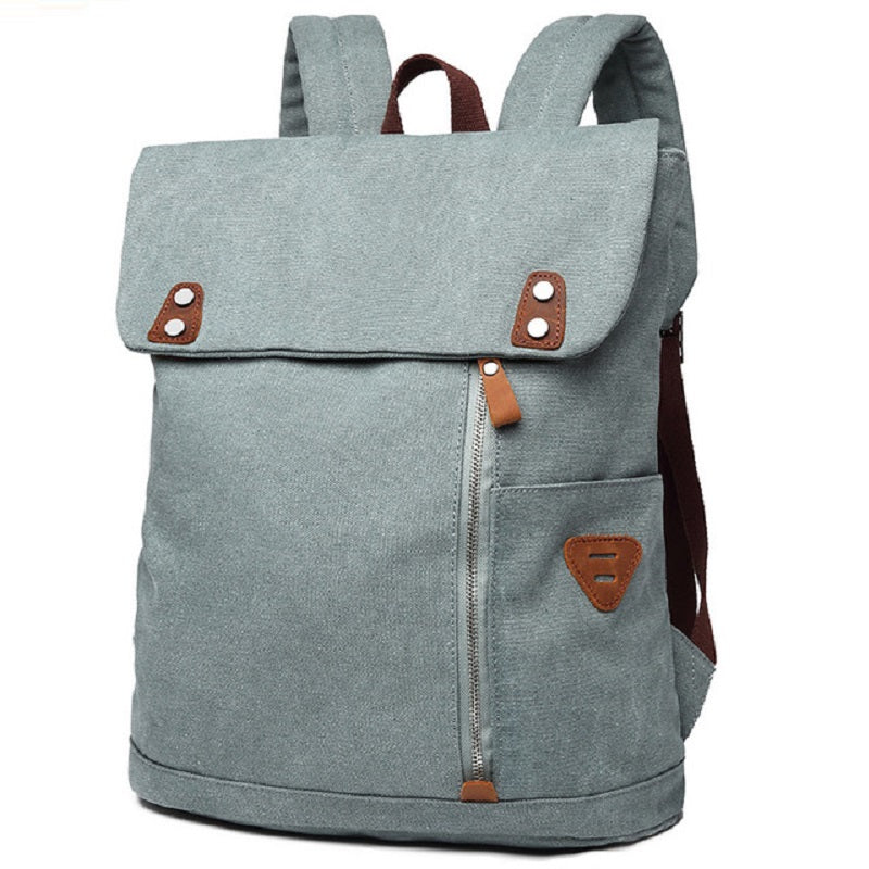 Vintage Canvas Backpack with Leather Details