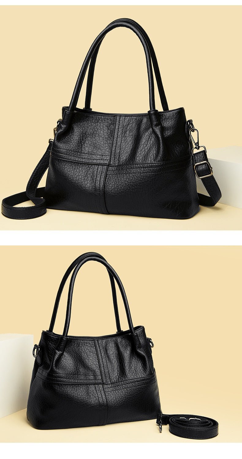 Women's Soft Leather Commuter Tote Bag Simple Shoulder Messenger Bag - MONTIRES