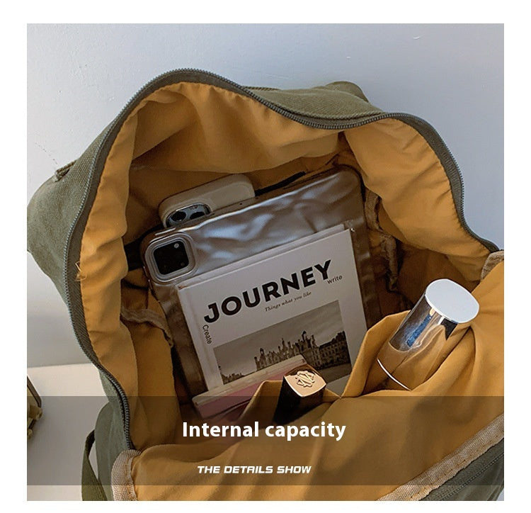 New Washed Canvas Backpack Women's Large Capacity Retro Trendy College Student