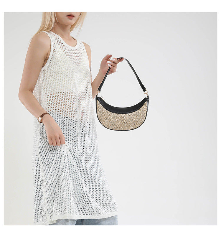 High-grade Straw Special-interest Design Shoulder Crossbody Dumpling Bag