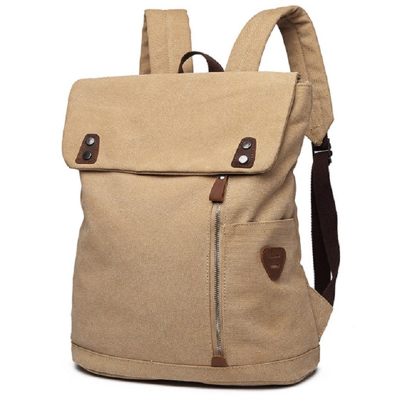 Vintage Canvas Backpack with Leather Details