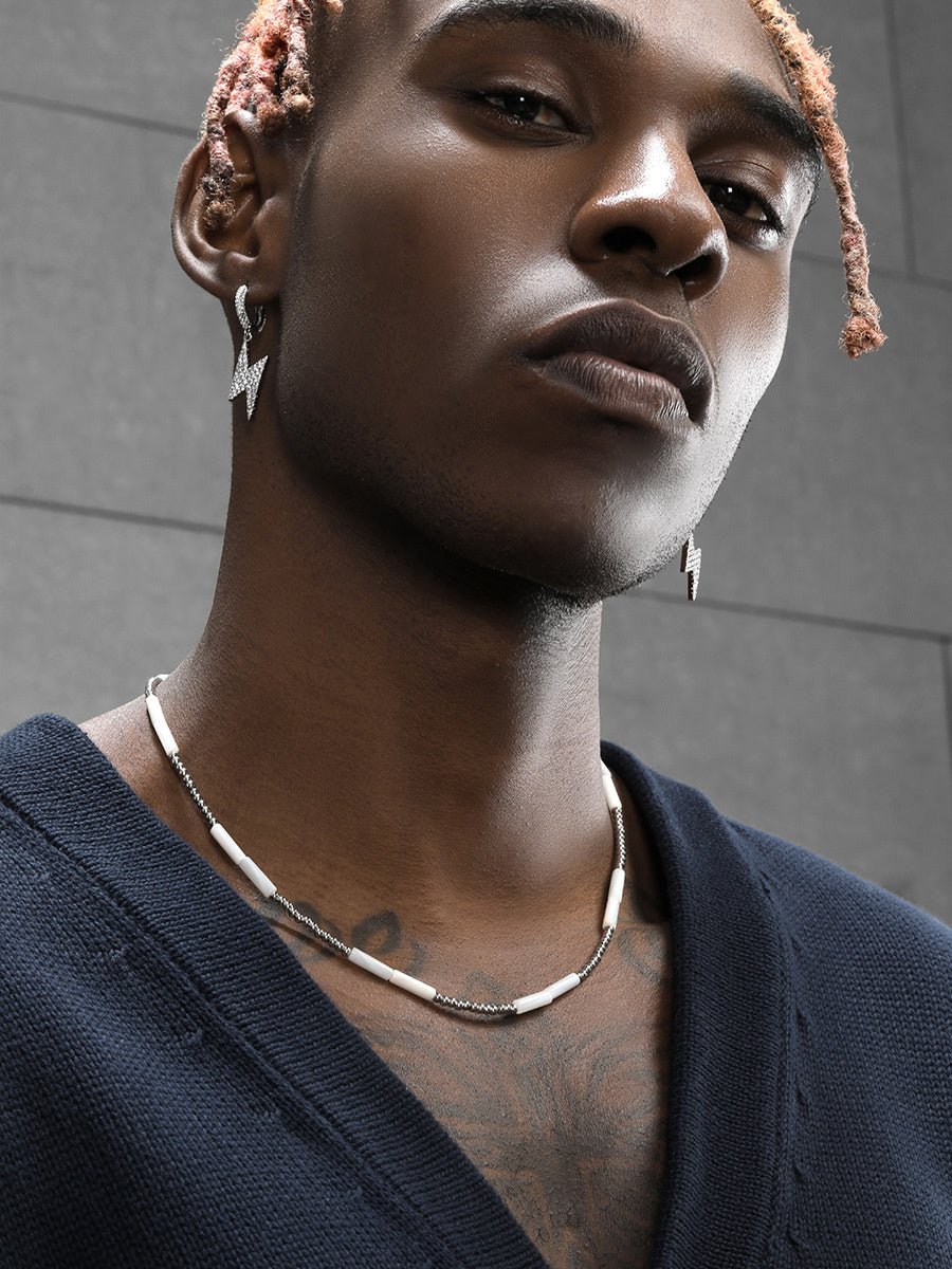 White Shell Hip - hop Trendy Steel Round Handmade Bead Collarbone Chain - MONTIRES